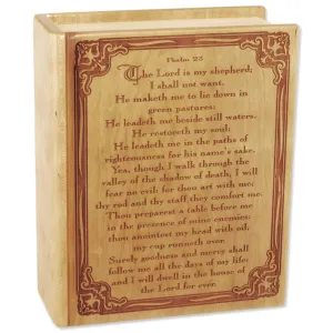 Bible Wood Inlay Cremation Urn with Psalm 23