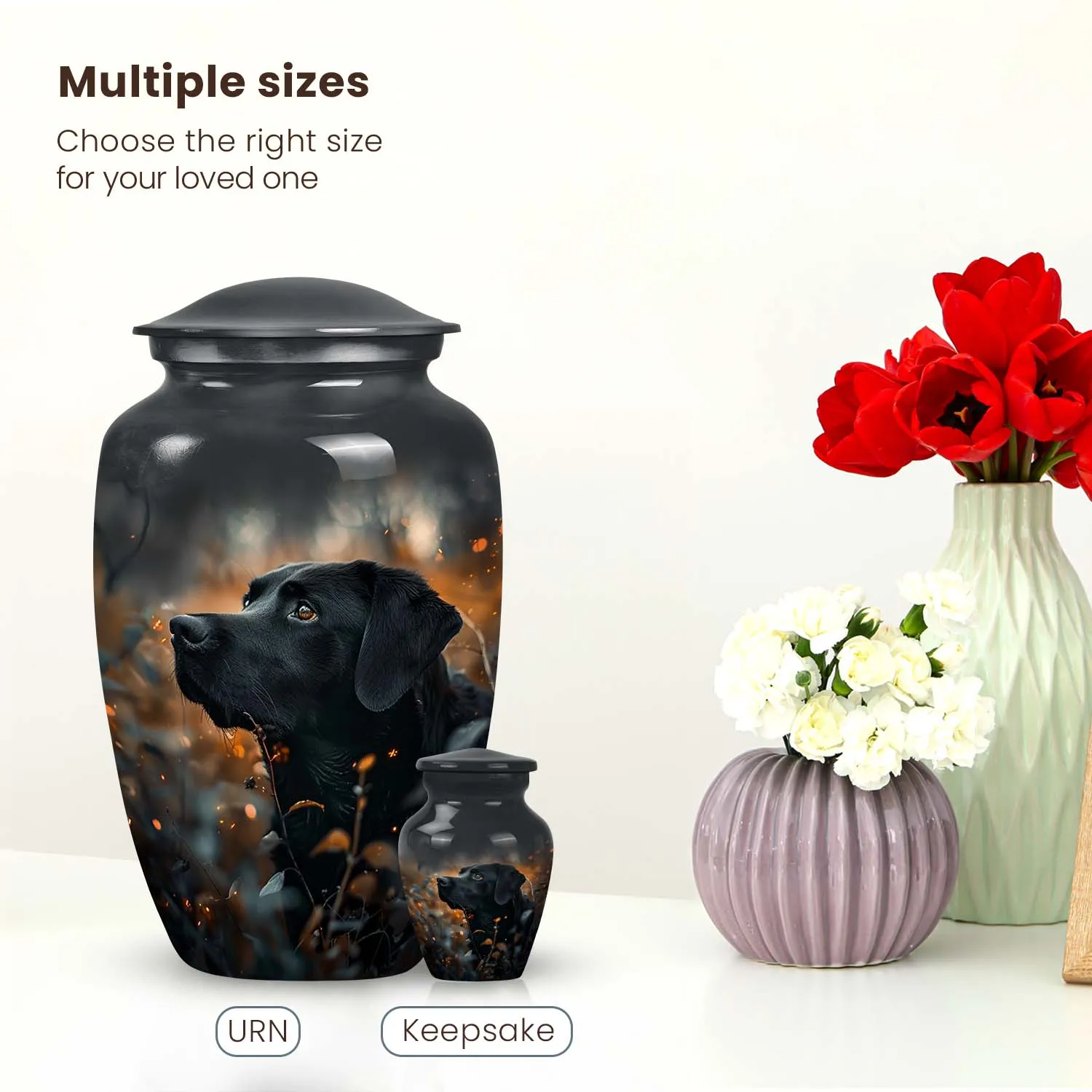 Black Labrador Dog Pet Cremation Urn For Remains