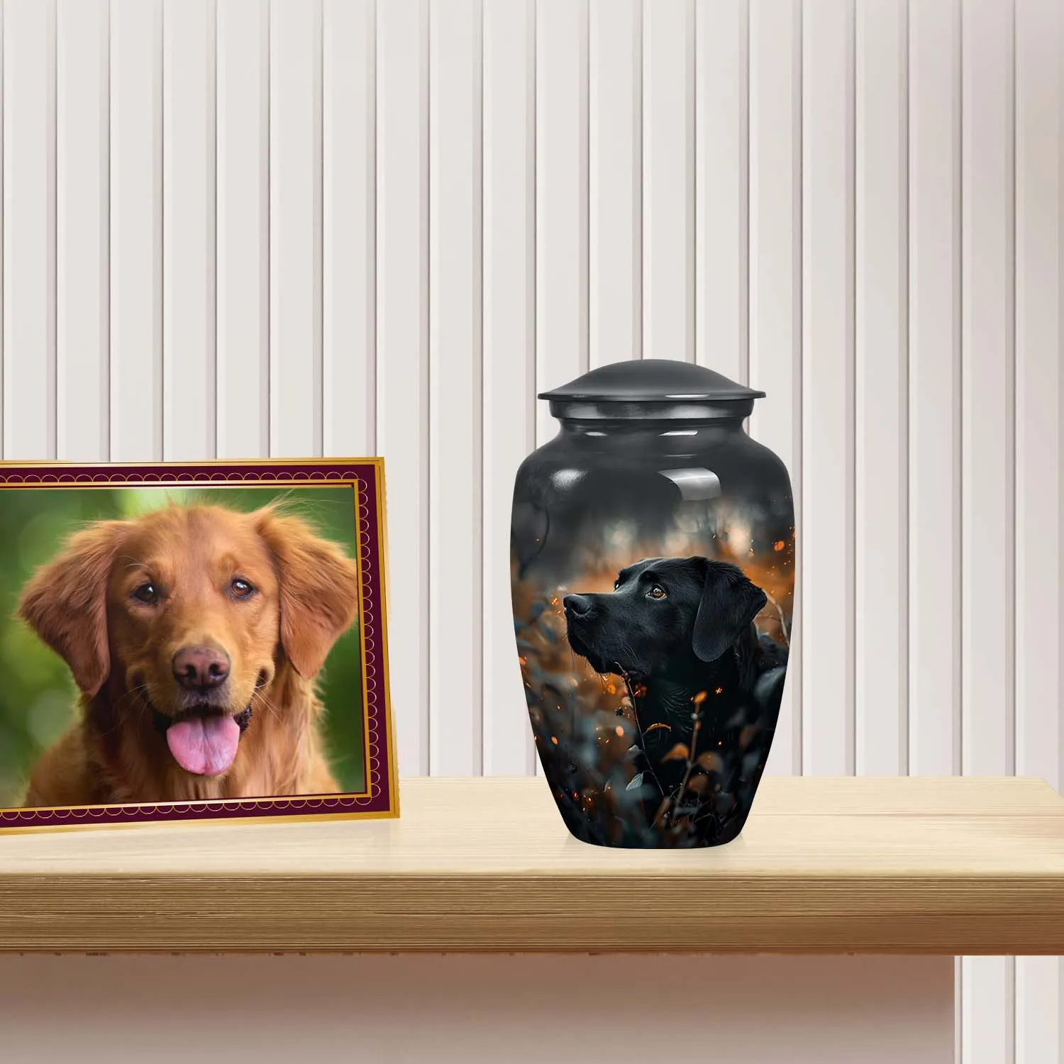 Black Labrador Dog Pet Cremation Urn For Remains