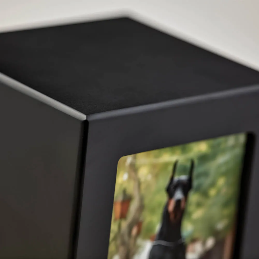 Black MDF Pet Photo Medium Cremation Urn