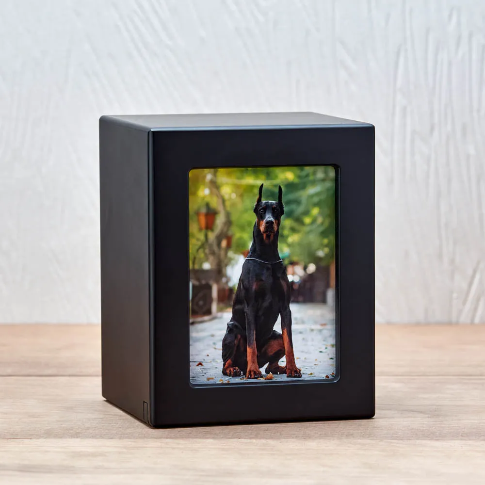 Black MDF Pet Photo Medium Cremation Urn