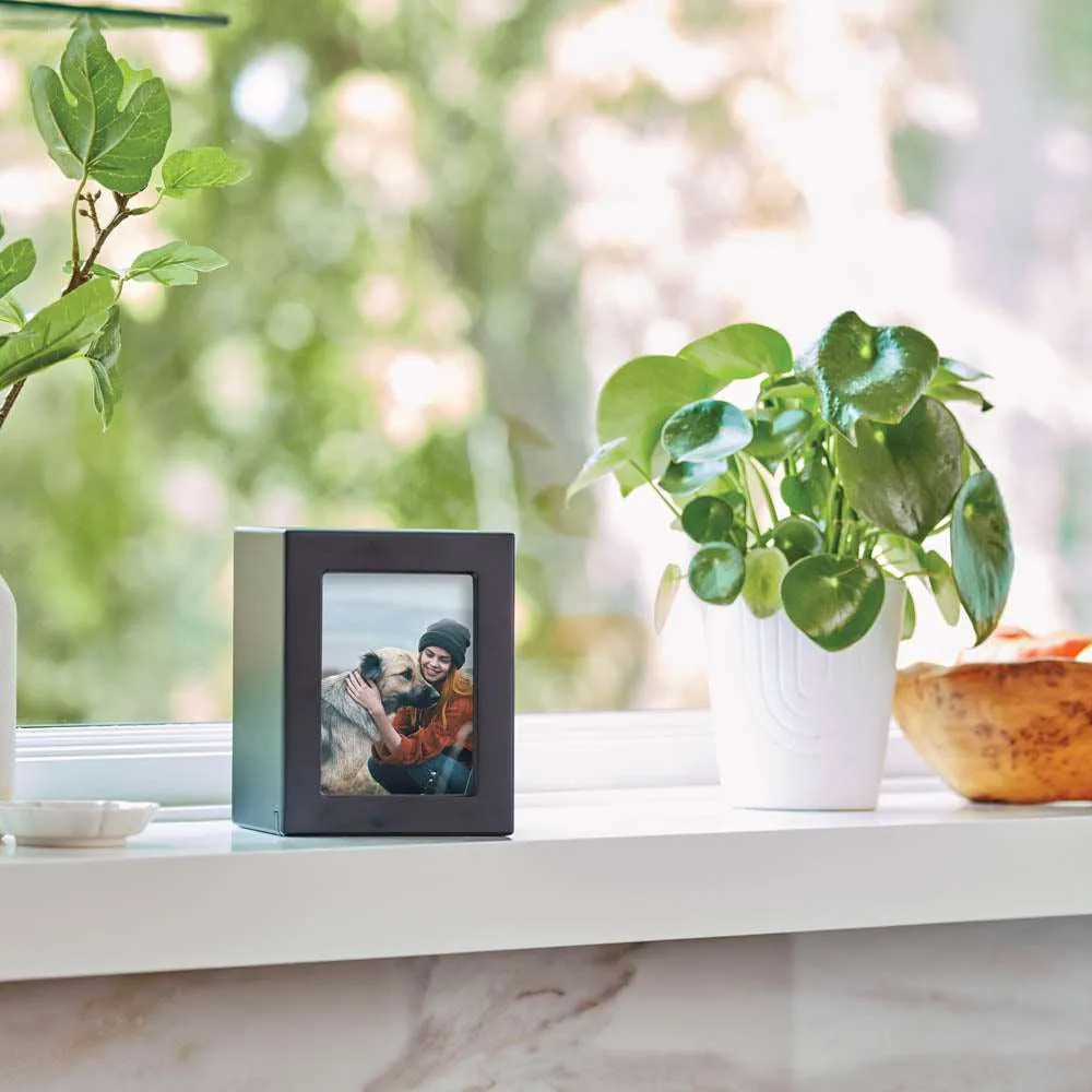 Black MDF Pet Photo Medium Cremation Urn