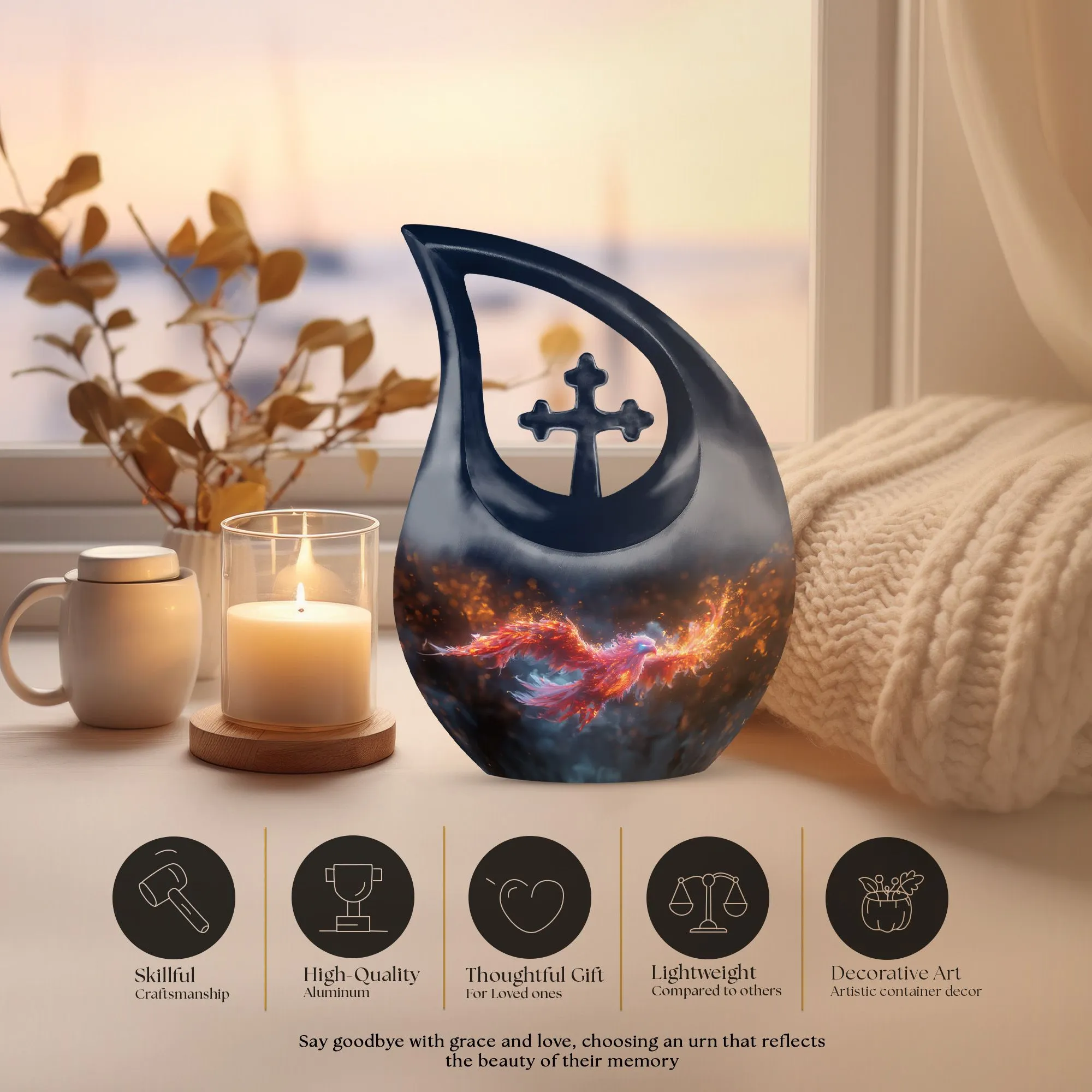 Blazing Phoenix Urn|  Containers Cremation Urn For Human Ashes