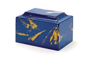 Blue & Gold Deluxe Cultured Marble Cremation Urn