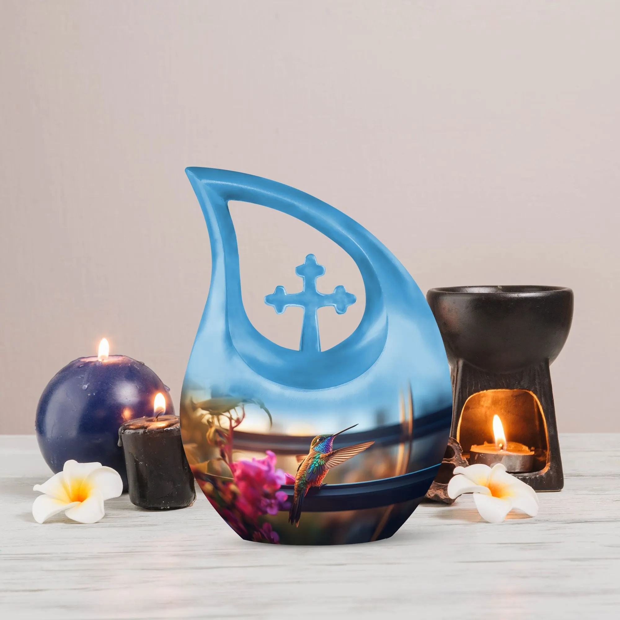 Blue Hummingbird Urn - Containers For Ashes After Cremation