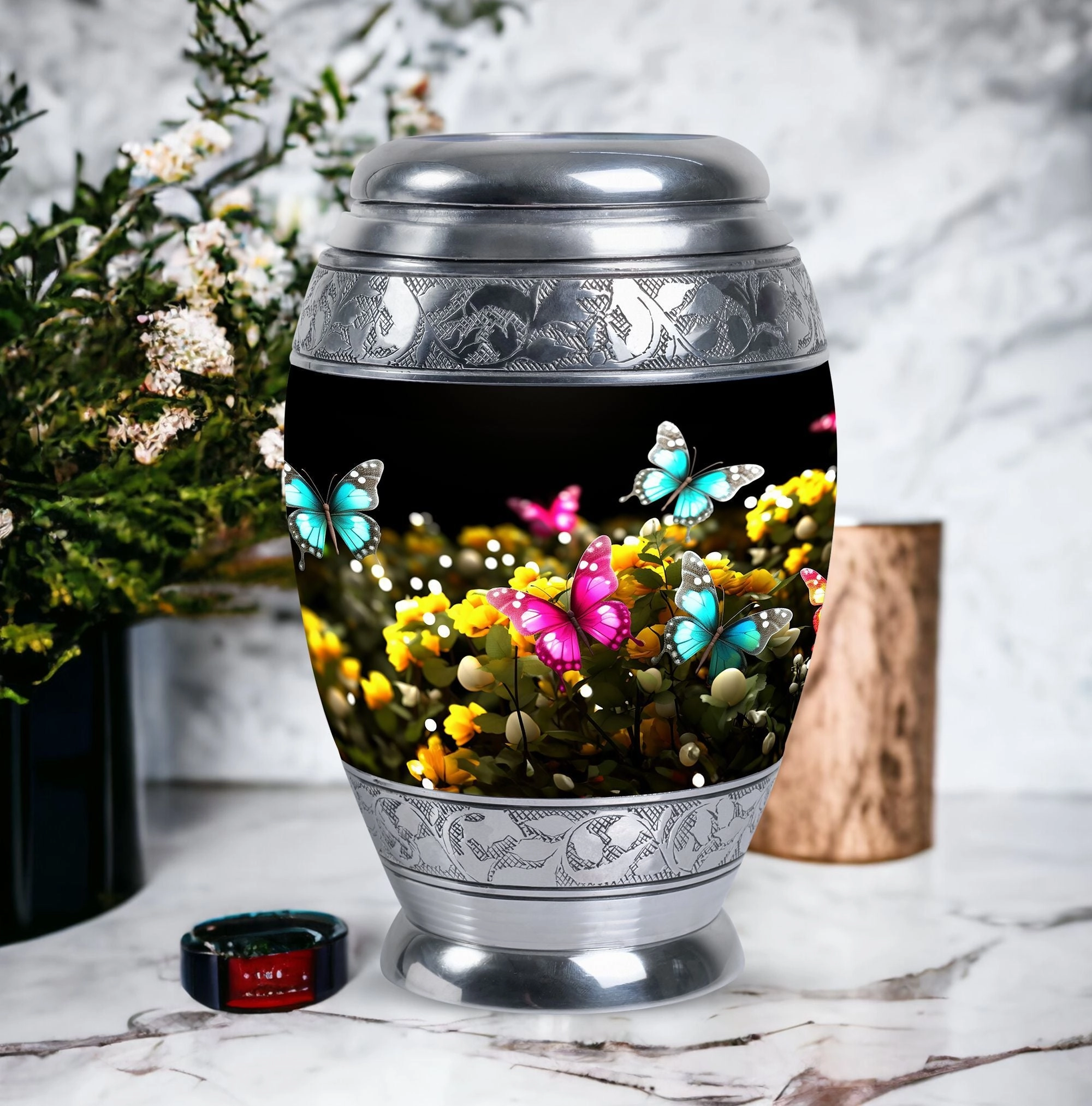 Blue Butterfly Memorial & Cremation Urn - Eternal Resting Place
