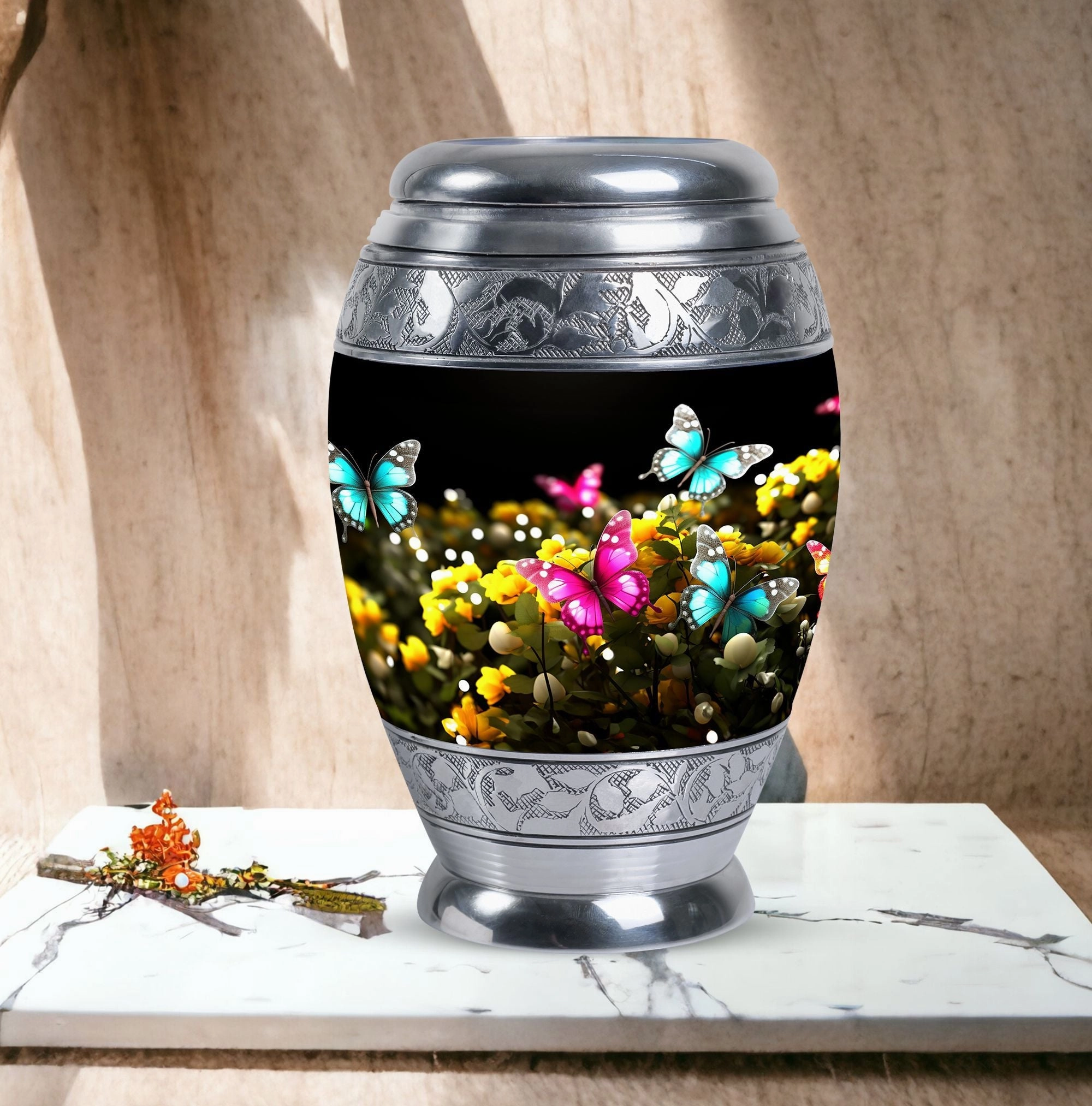 Blue Butterfly Memorial & Cremation Urn - Eternal Resting Place