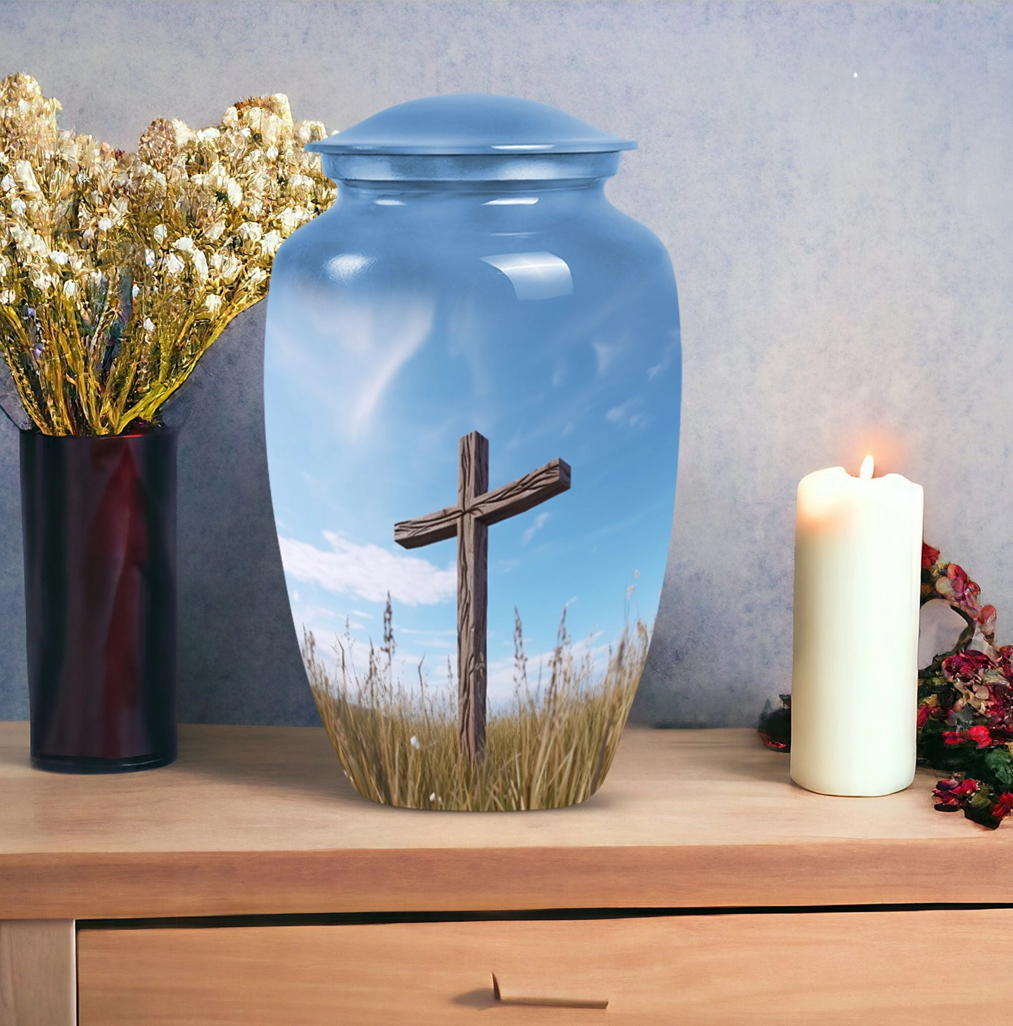 Blue Sky Christ Remembrance - Cremation Urn For Eternal Peace