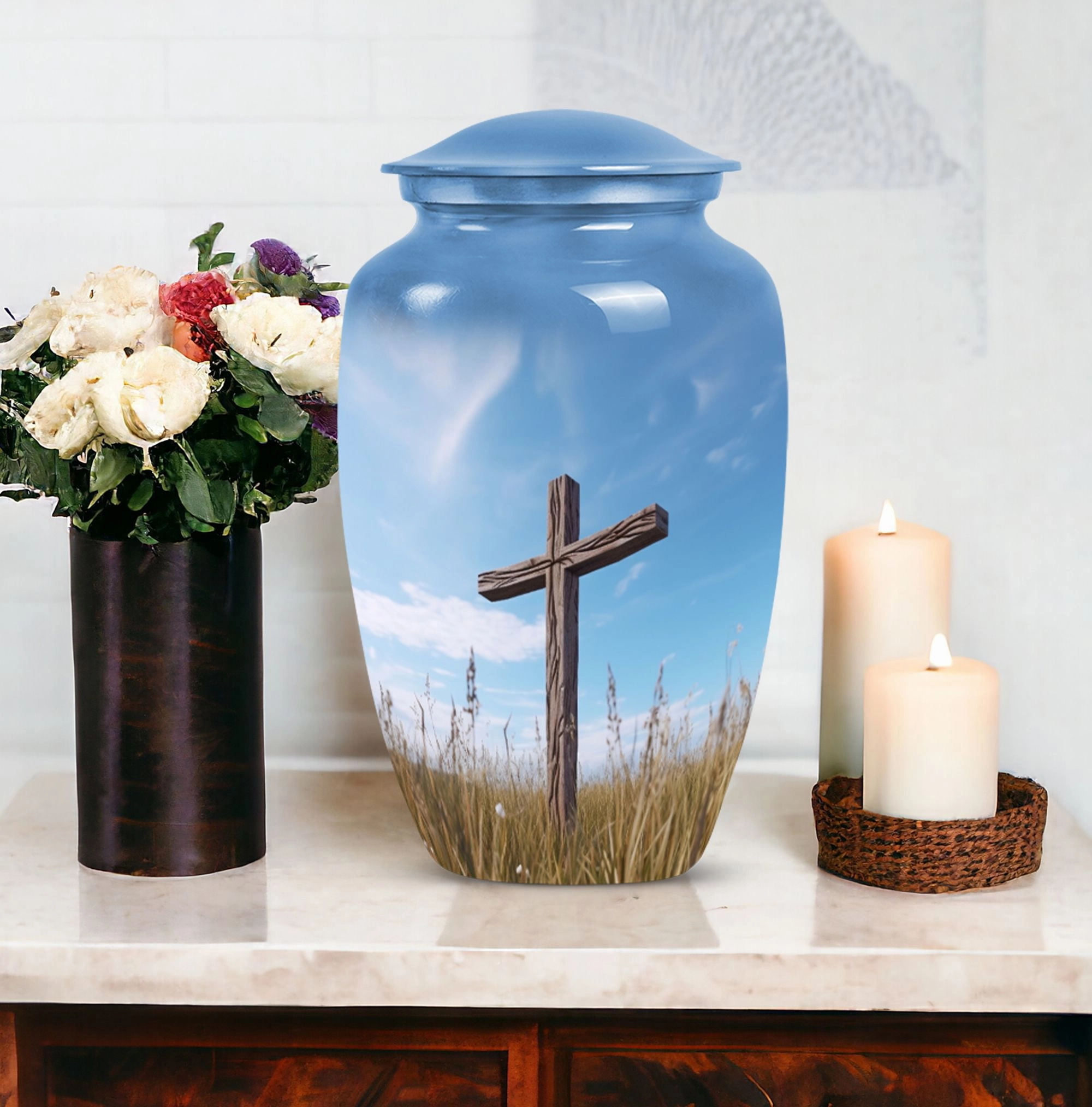 Blue Sky Christ Remembrance - Cremation Urn For Eternal Peace