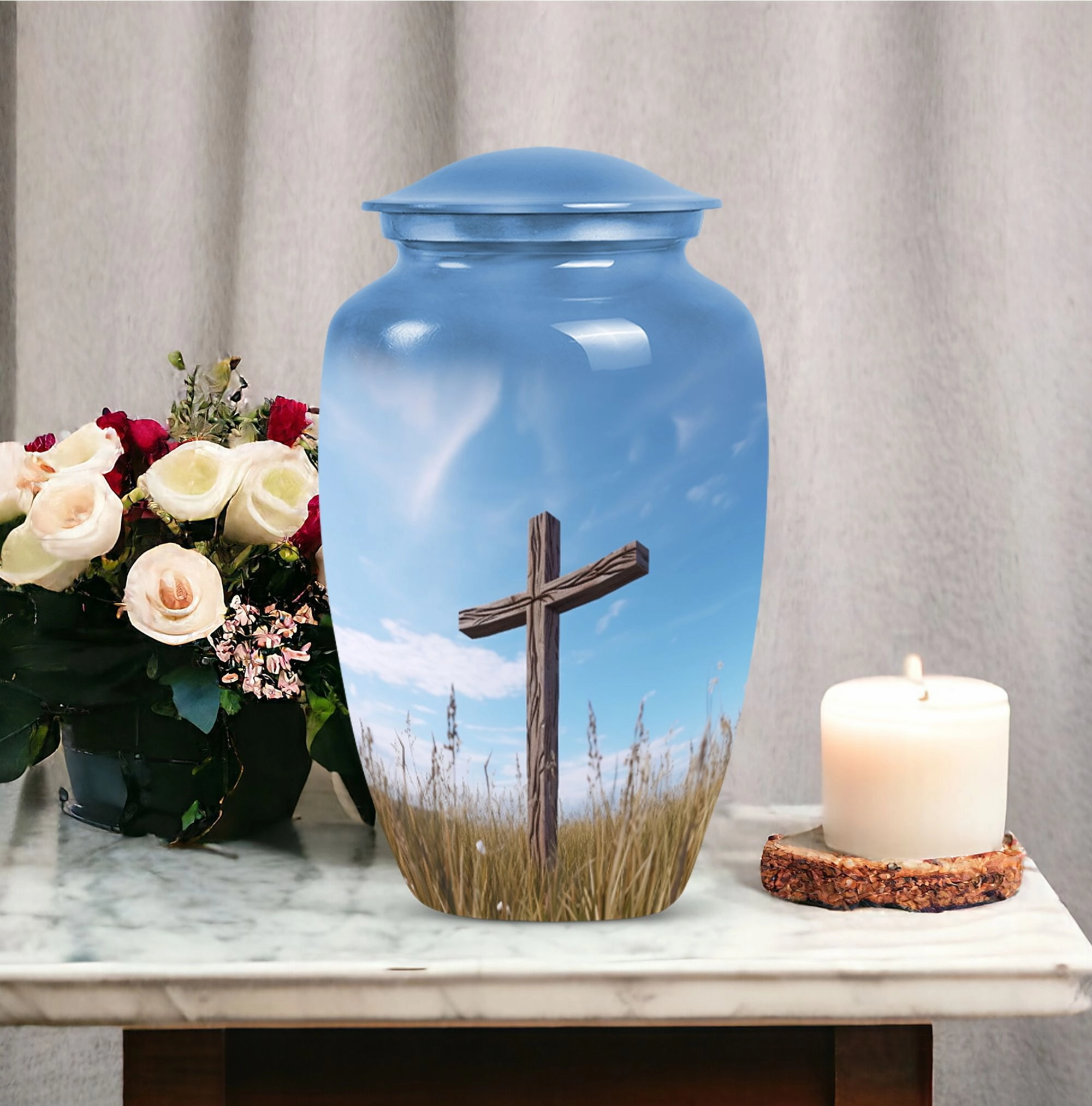 Blue Sky Christ Remembrance - Cremation Urn For Eternal Peace
