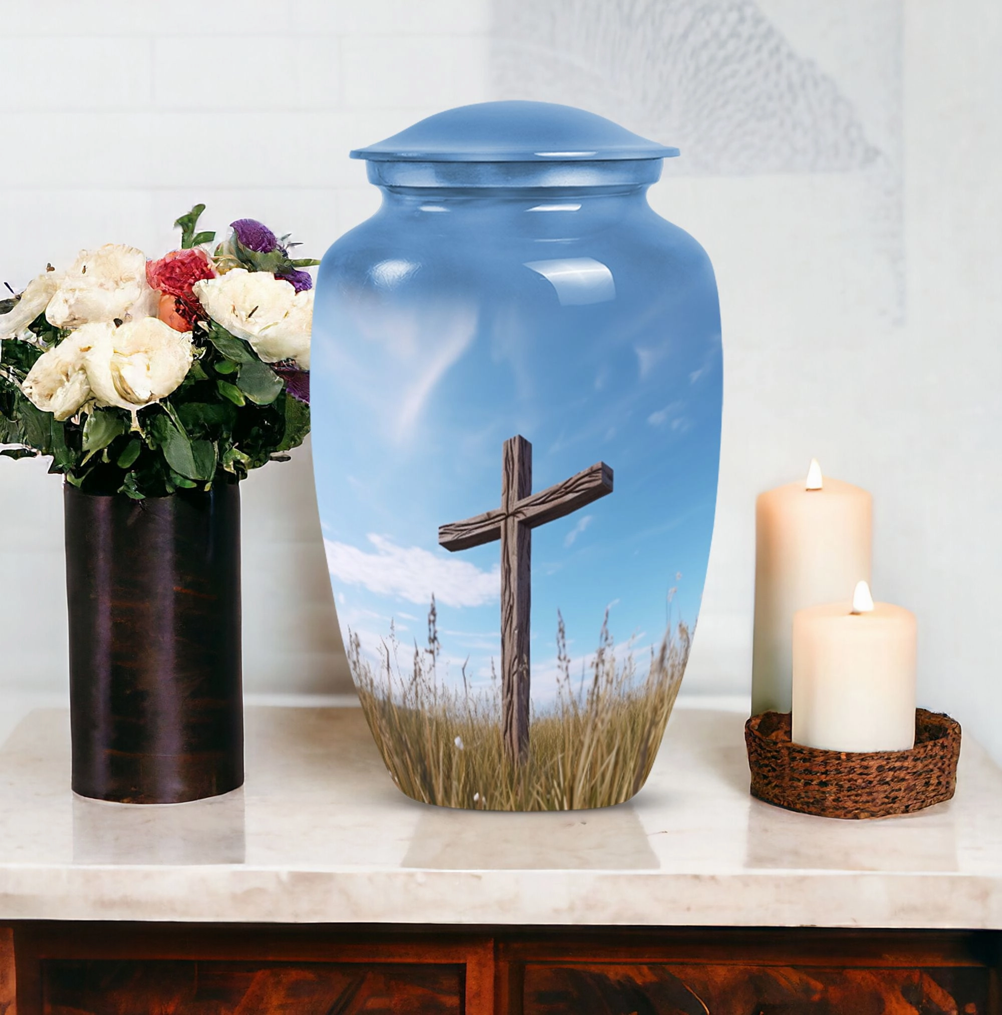 Blue Sky Christ Remembrance - Cremation Urn For Eternal Peace
