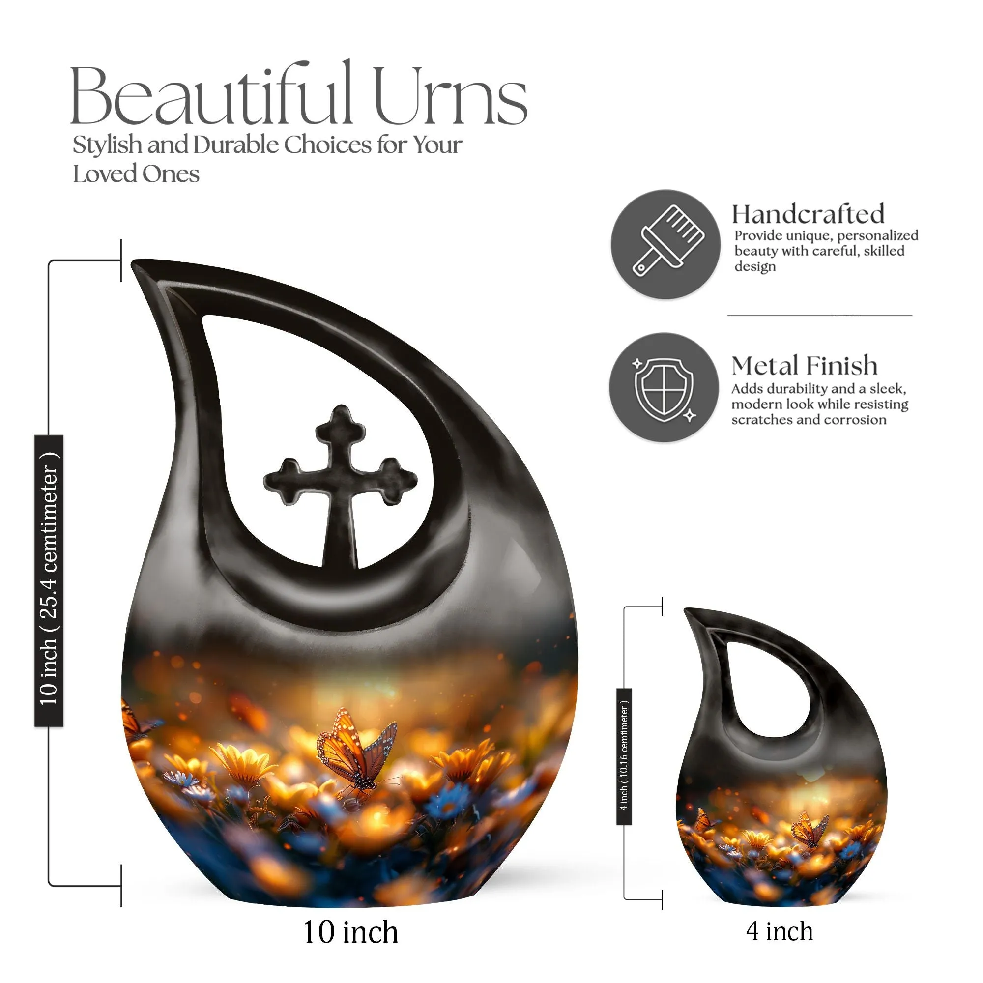 Butterfly Commemoration: Unique Mini Cross Drop Urn for Eternity