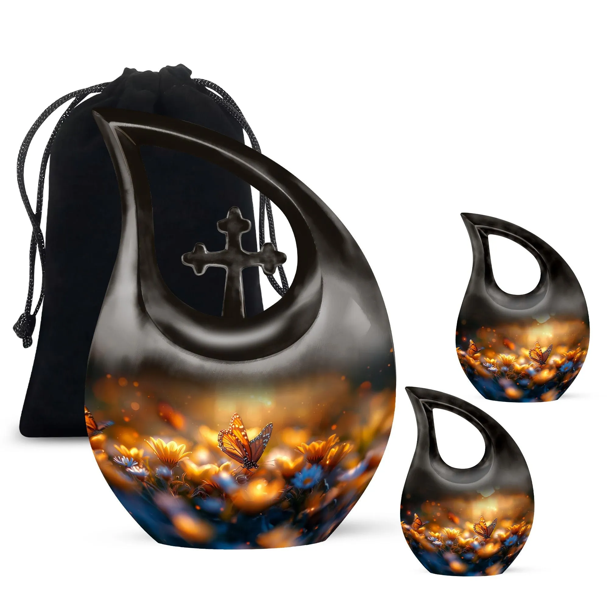 Butterfly Commemoration: Unique Mini Cross Drop Urn for Eternity