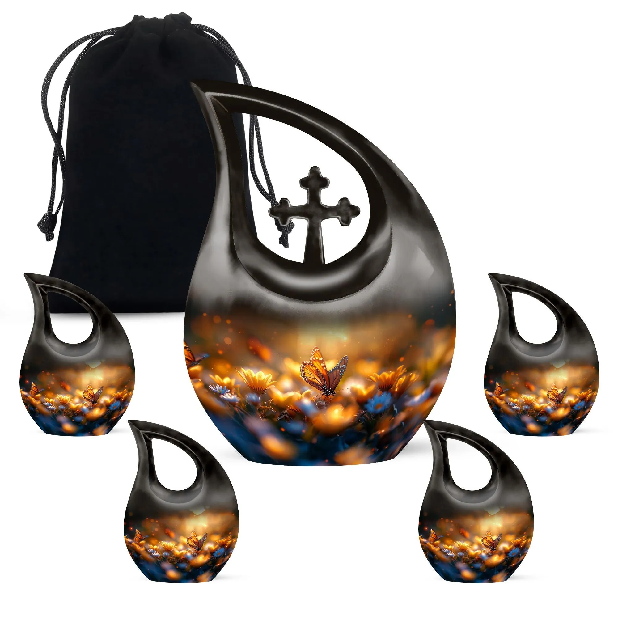 Butterfly Commemoration: Unique Mini Cross Drop Urn for Eternity