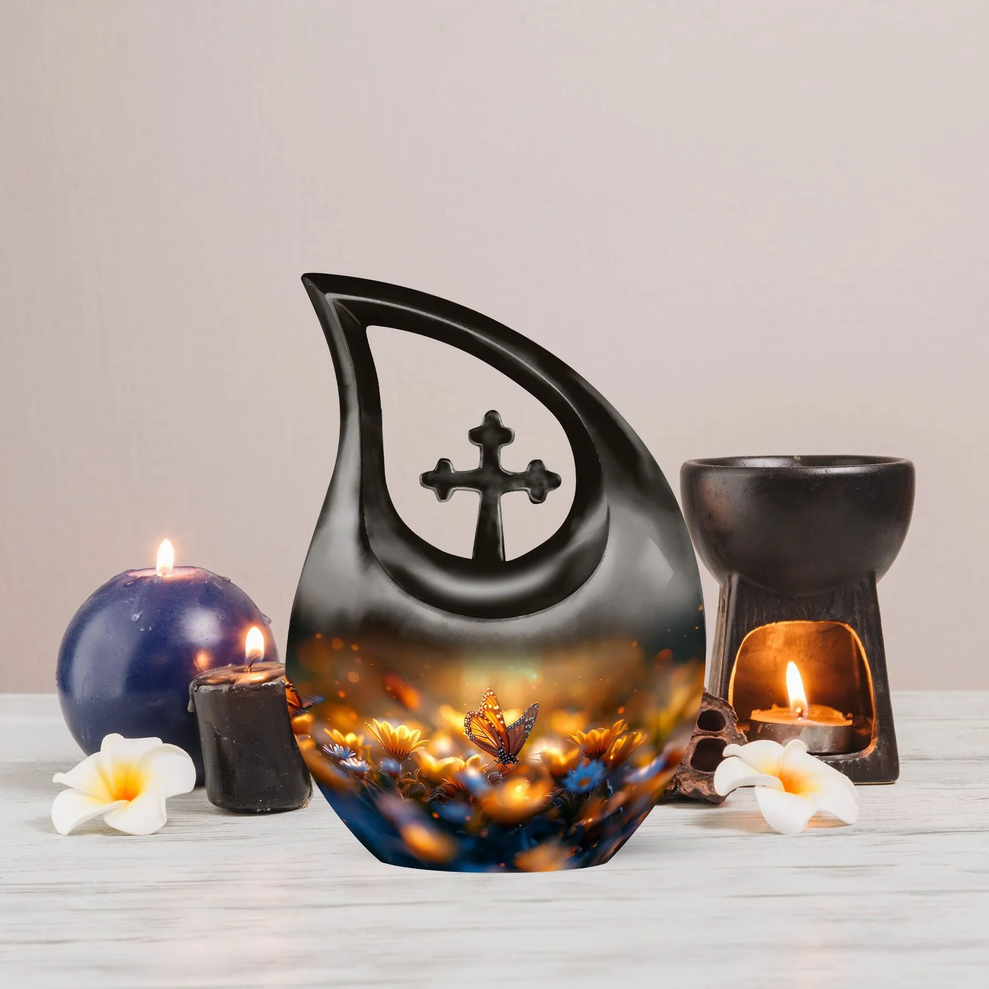 Butterfly Commemoration: Unique Mini Cross Drop Urn for Eternity
