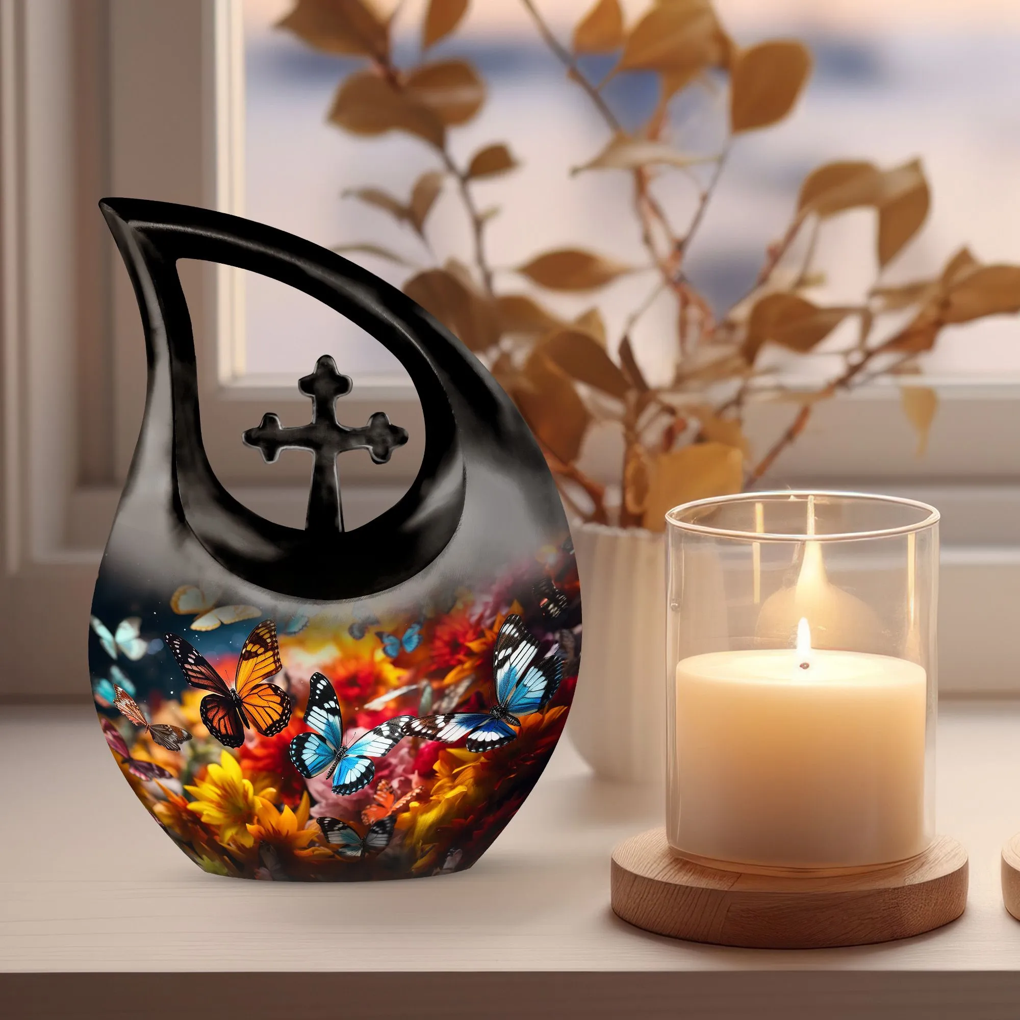 Butterfly custom made urn for ashes pretty urn for human ashes