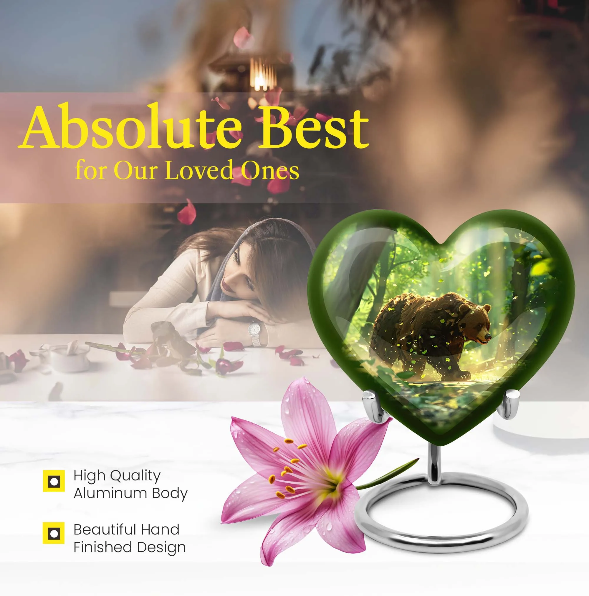 Butterfly Embrace - Majestic Men's Cremation Urn With Heart Theme
