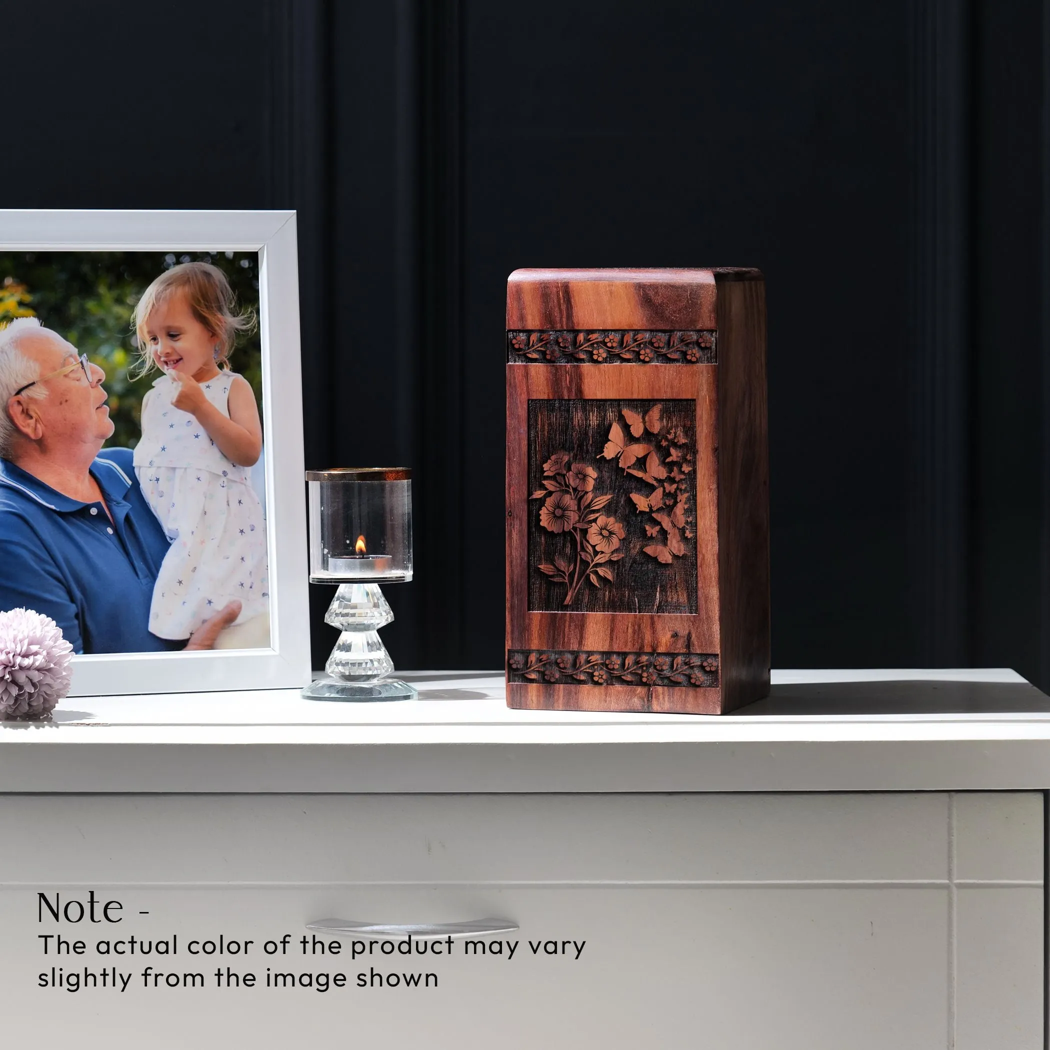 Butterfly Wood Large Cremation Memorial Urns For Human Ashes