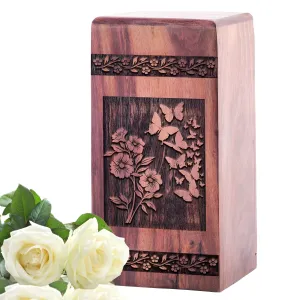 Butterfly Wood Large Cremation Memorial Urns For Human Ashes