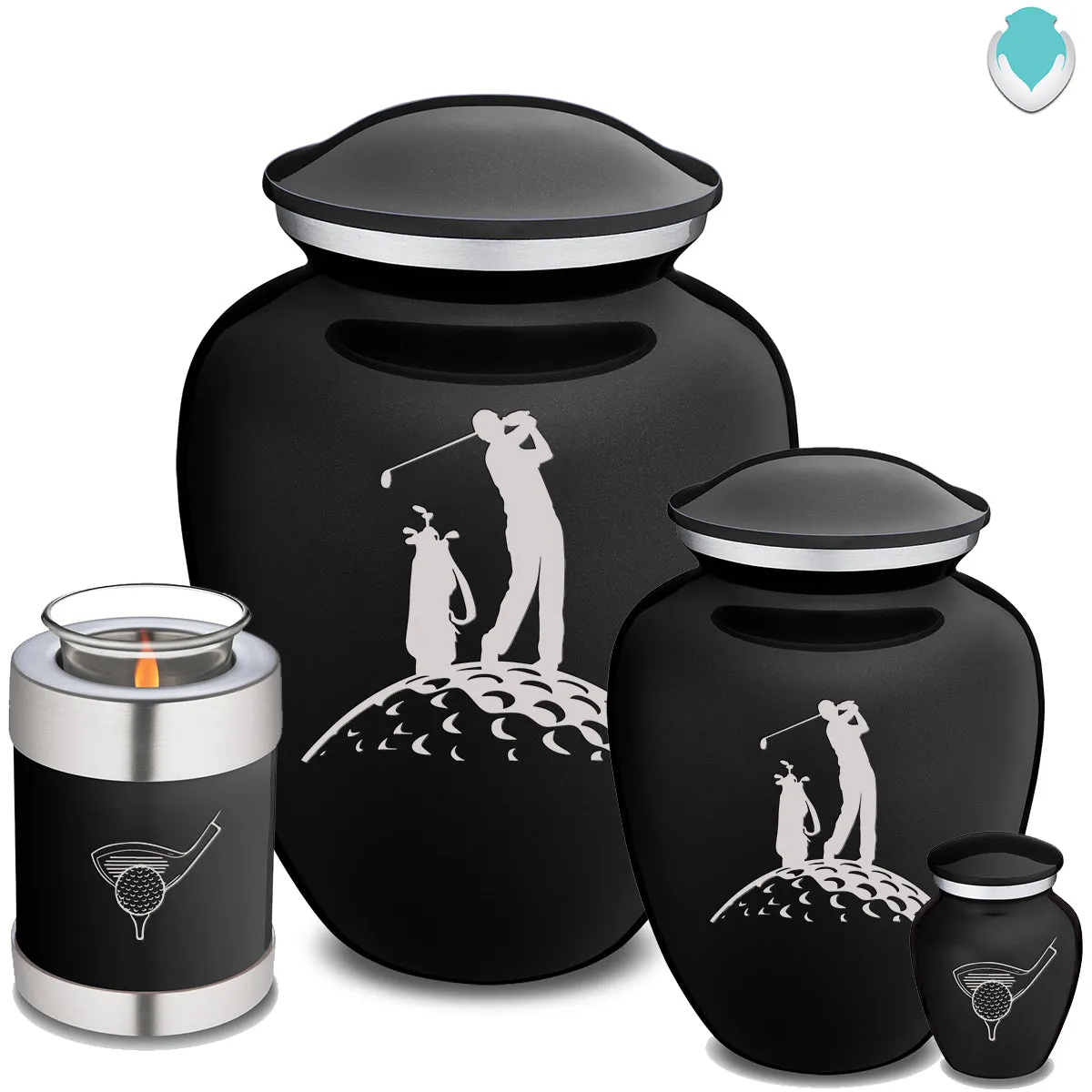 Candle Holder Embrace Black Golfer Cremation Urn