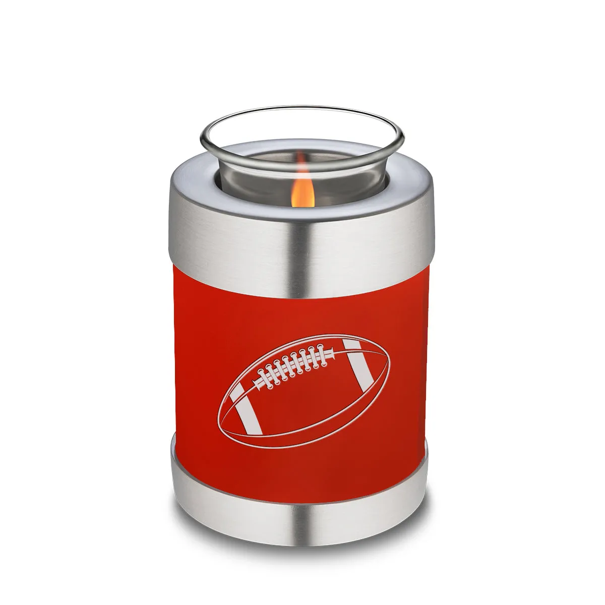 Candle Holder Embrace Bright Red Football Cremation Urn