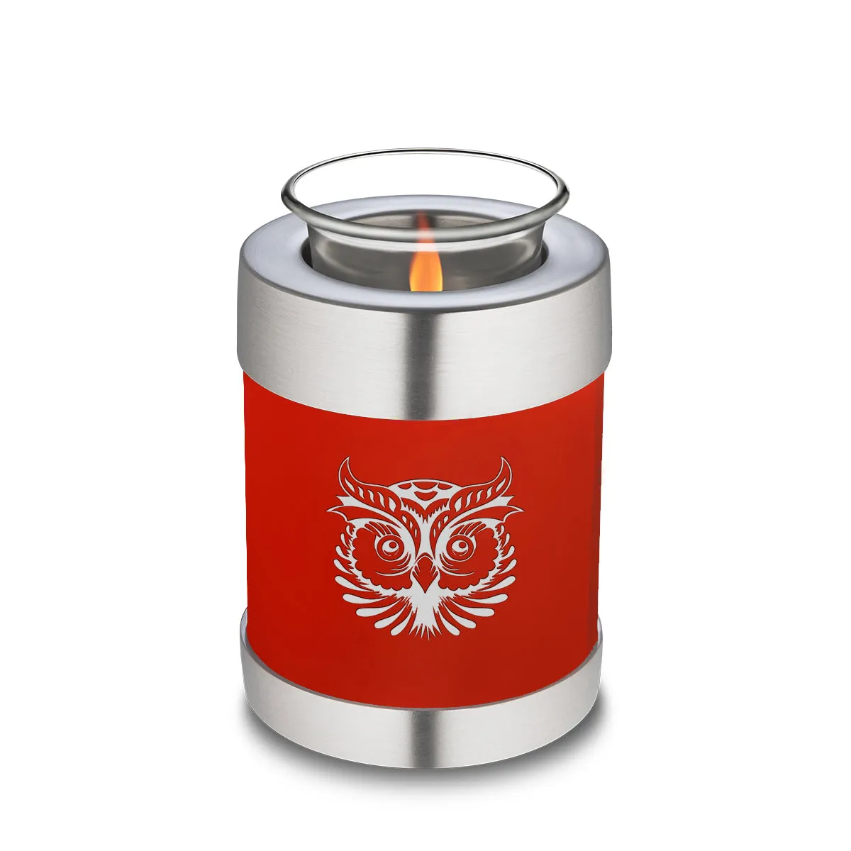 Candle Holder Embrace  Bright Red Owl Cremation Urn