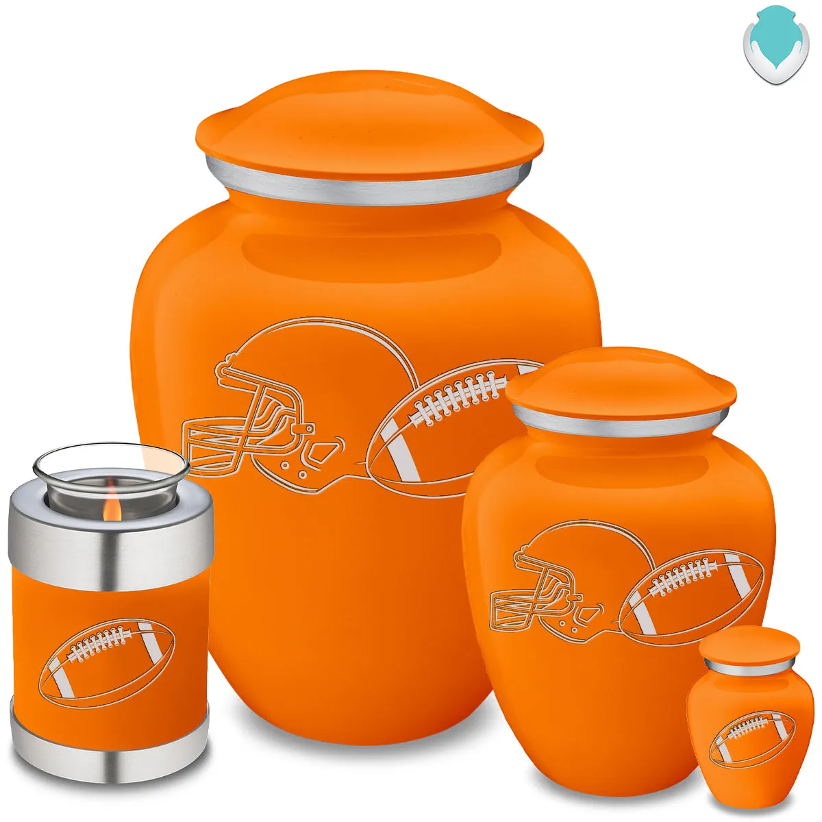 Candle Holder Embrace Burnt Orange Football Cremation Urn