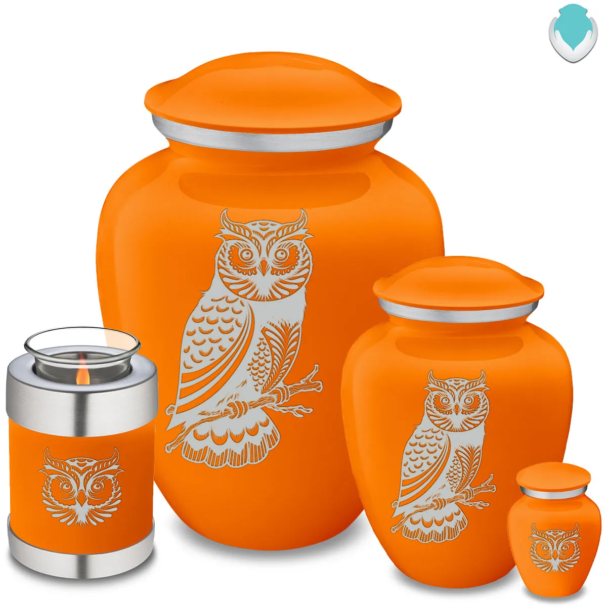Candle Holder Embrace Burnt Orange Owl Cremation Urn