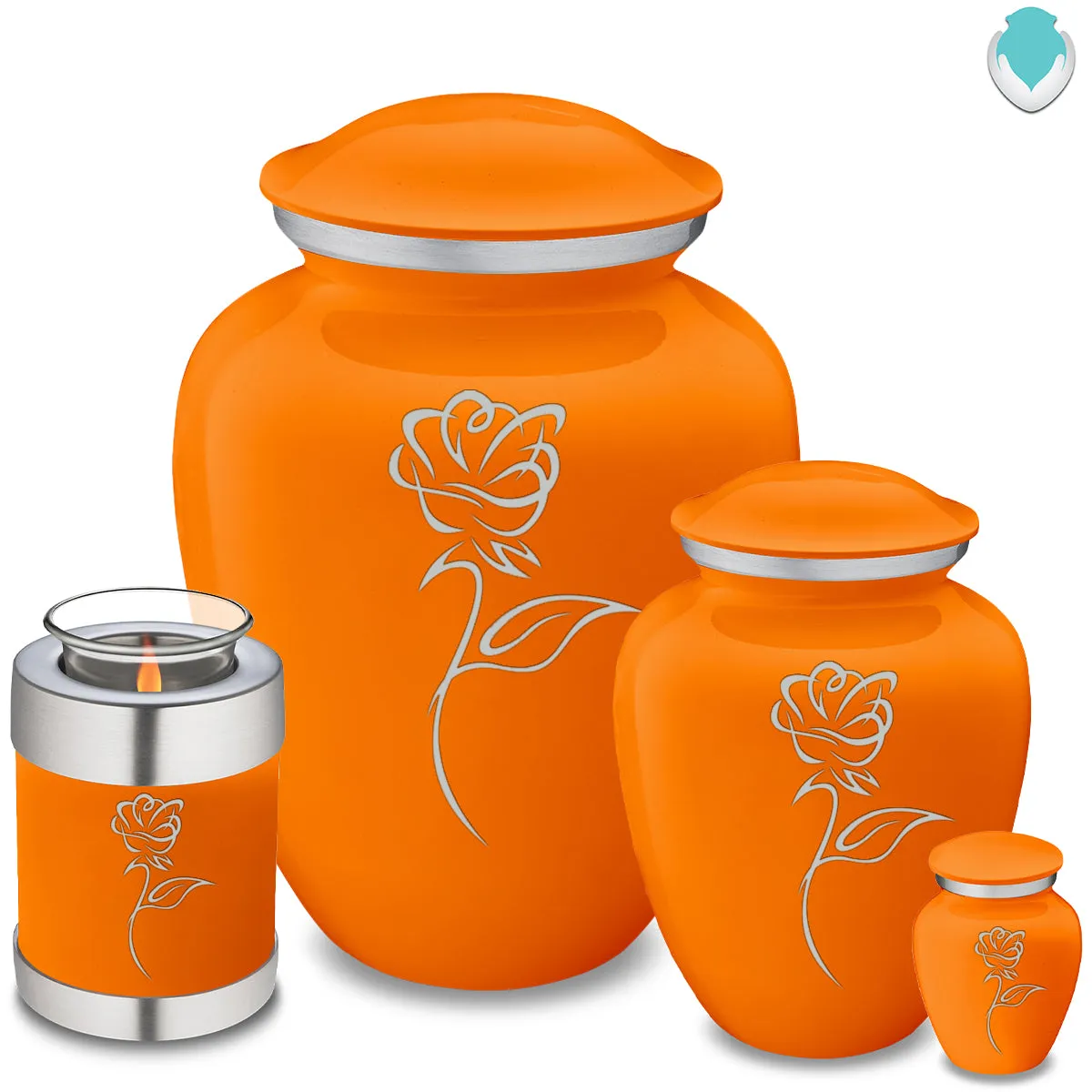 Candle Holder Embrace Burnt Orange Rose Cremation Urn