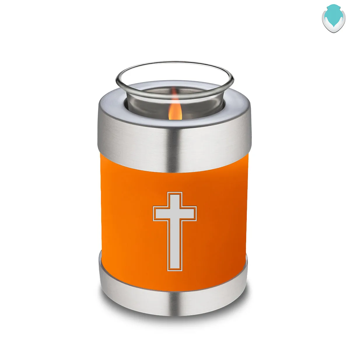 Candle Holder Embrace Burnt Orange Simple Cross Cremation Urn