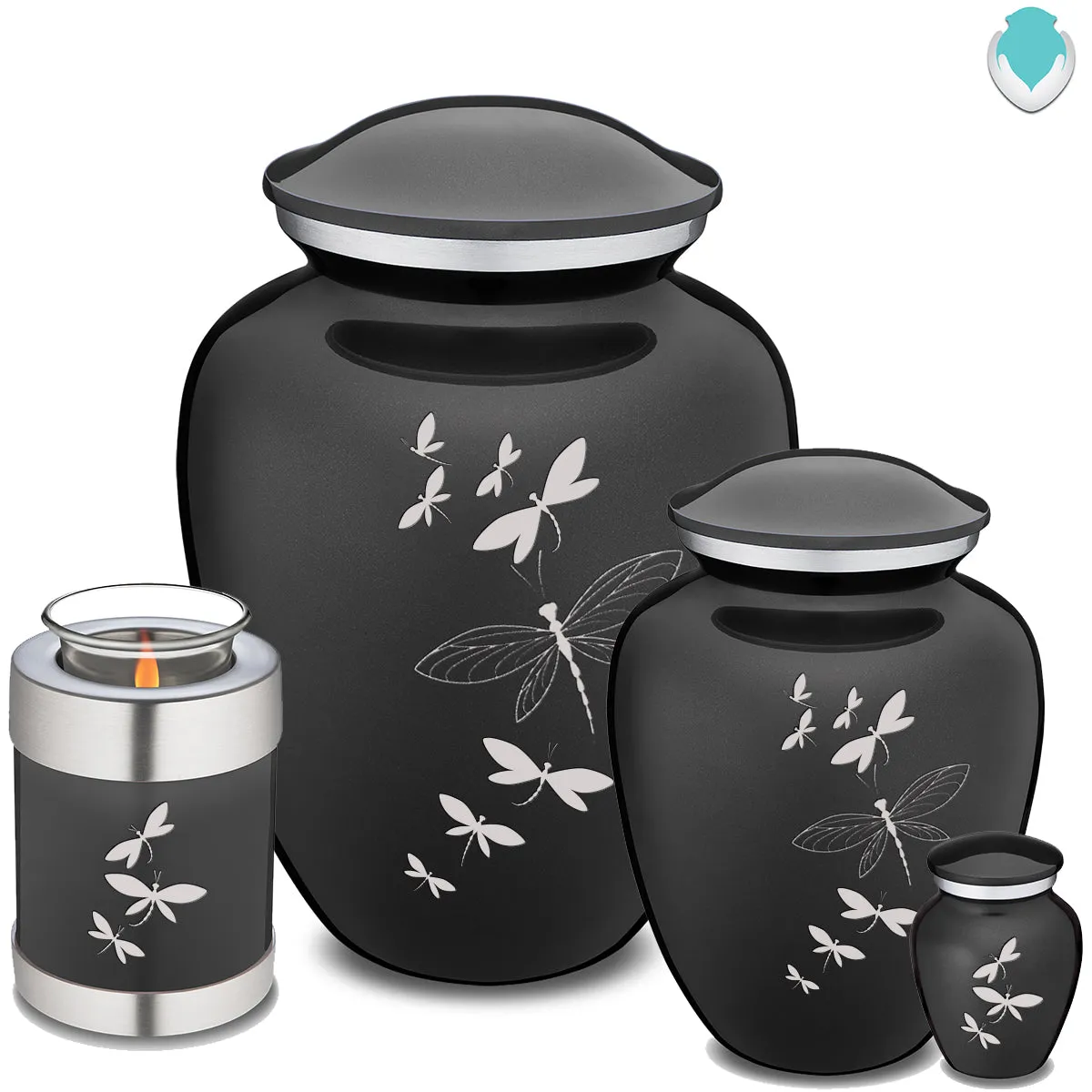 Candle Holder Embrace Charcoal Dragonflies Cremation Urn