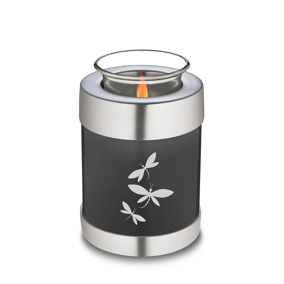Candle Holder Embrace Charcoal Dragonflies Cremation Urn