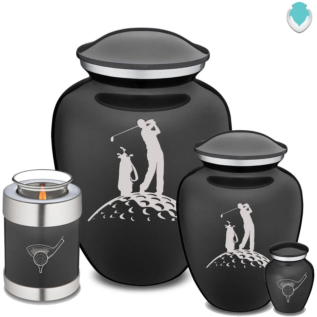 Candle Holder Embrace Charcoal Golfer Cremation Urn