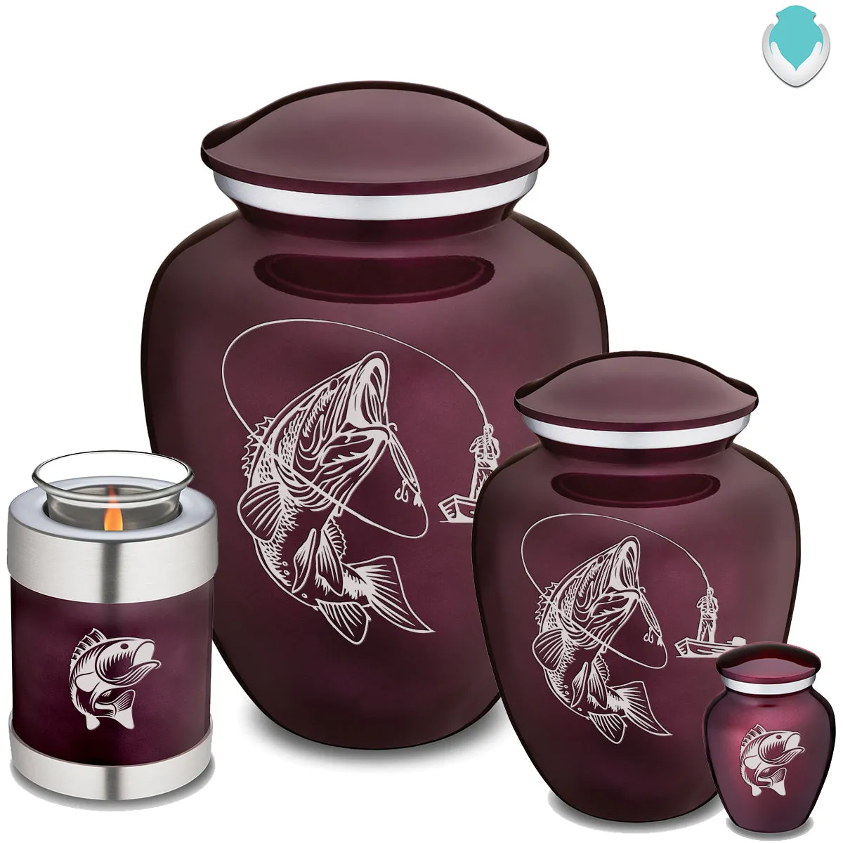 Candle Holder Embrace Cherry Purple Fishing Cremation Urn