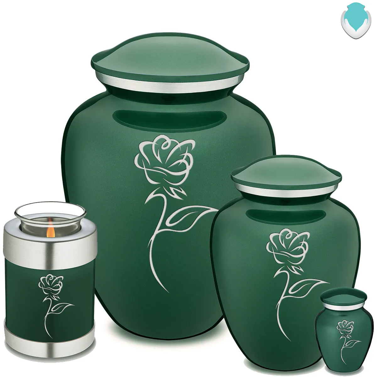 Candle Holder Embrace Green Rose Cremation Urn