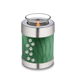 Candle Holder Embrace Pearl Green Walking Paws Pet Cremation Urn