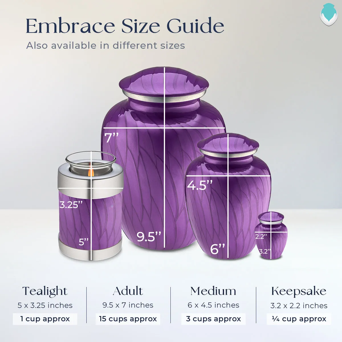 Candle Holder Embrace Pearl Purple Angel Cremation Urn