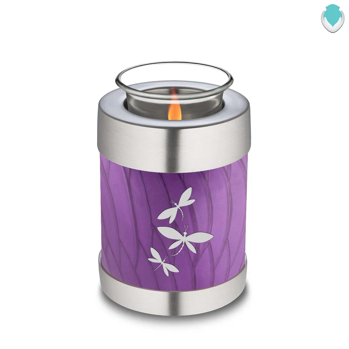 Candle Holder Embrace Pearl Purple Dragonflies Cremation Urn