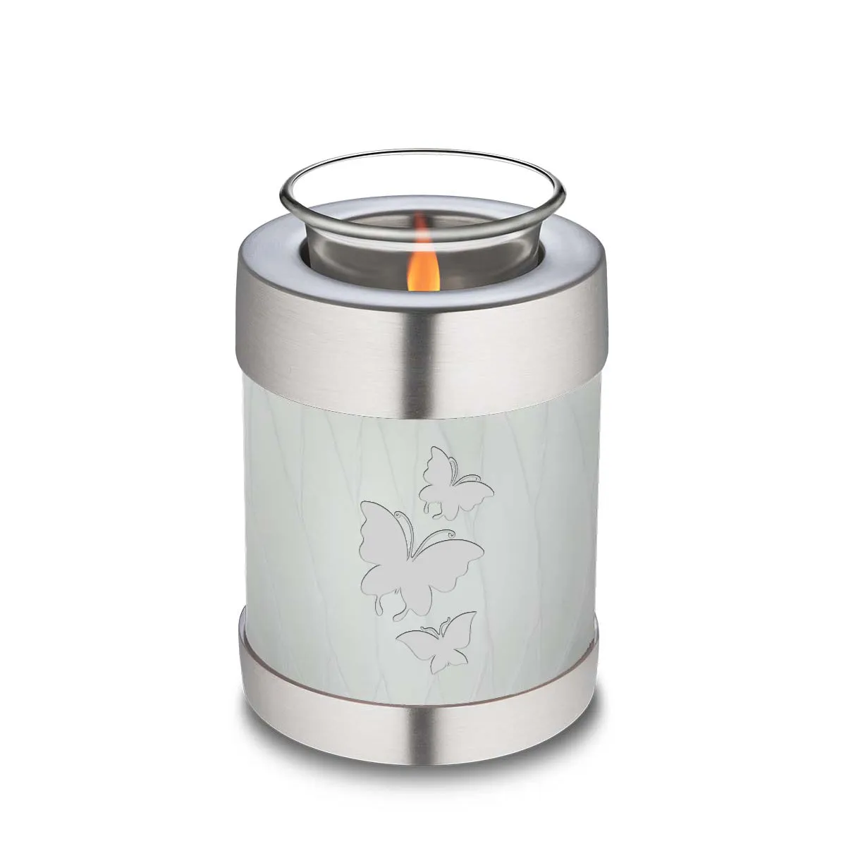 Candle Holder Embrace Pearl White Butterfly Cremation Urn