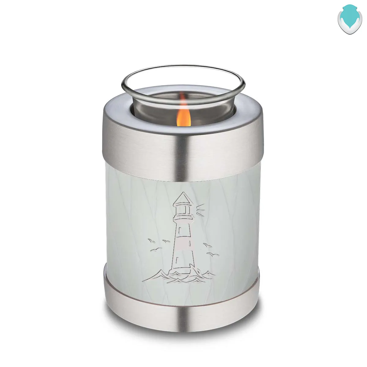 Candle Holder Embrace Pearl White Lighthouse Cremation Urn