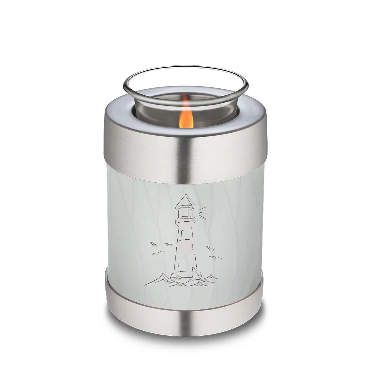 Candle Holder Embrace Pearl White Lighthouse Cremation Urn