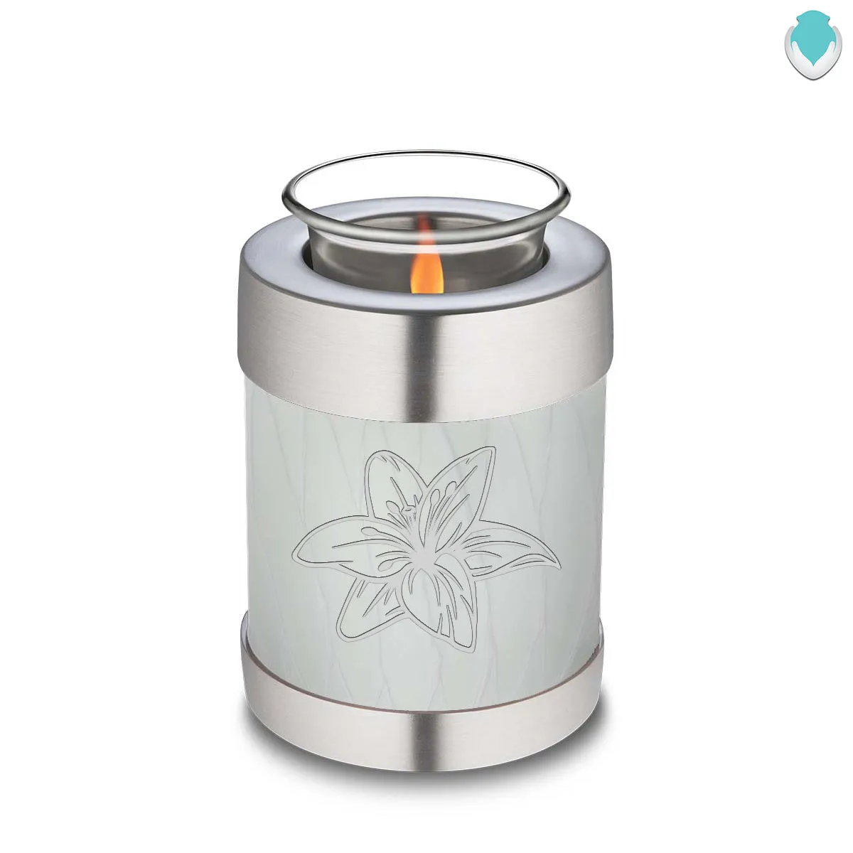 Candle Holder Embrace Pearl White Lily Cremation Urn