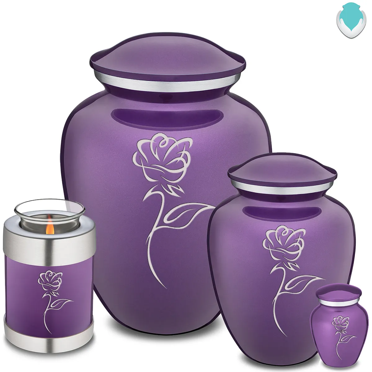 Candle Holder Embrace Purple Rose Cremation Urn