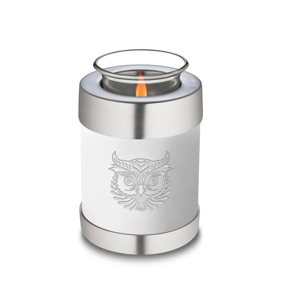 Candle Holder Embrace White Owl Cremation Urn