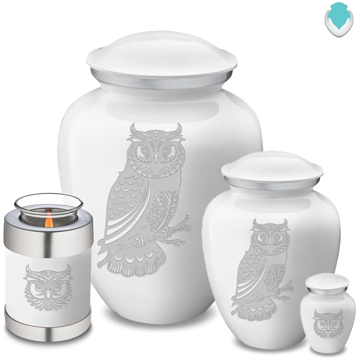 Candle Holder Embrace White Owl Cremation Urn