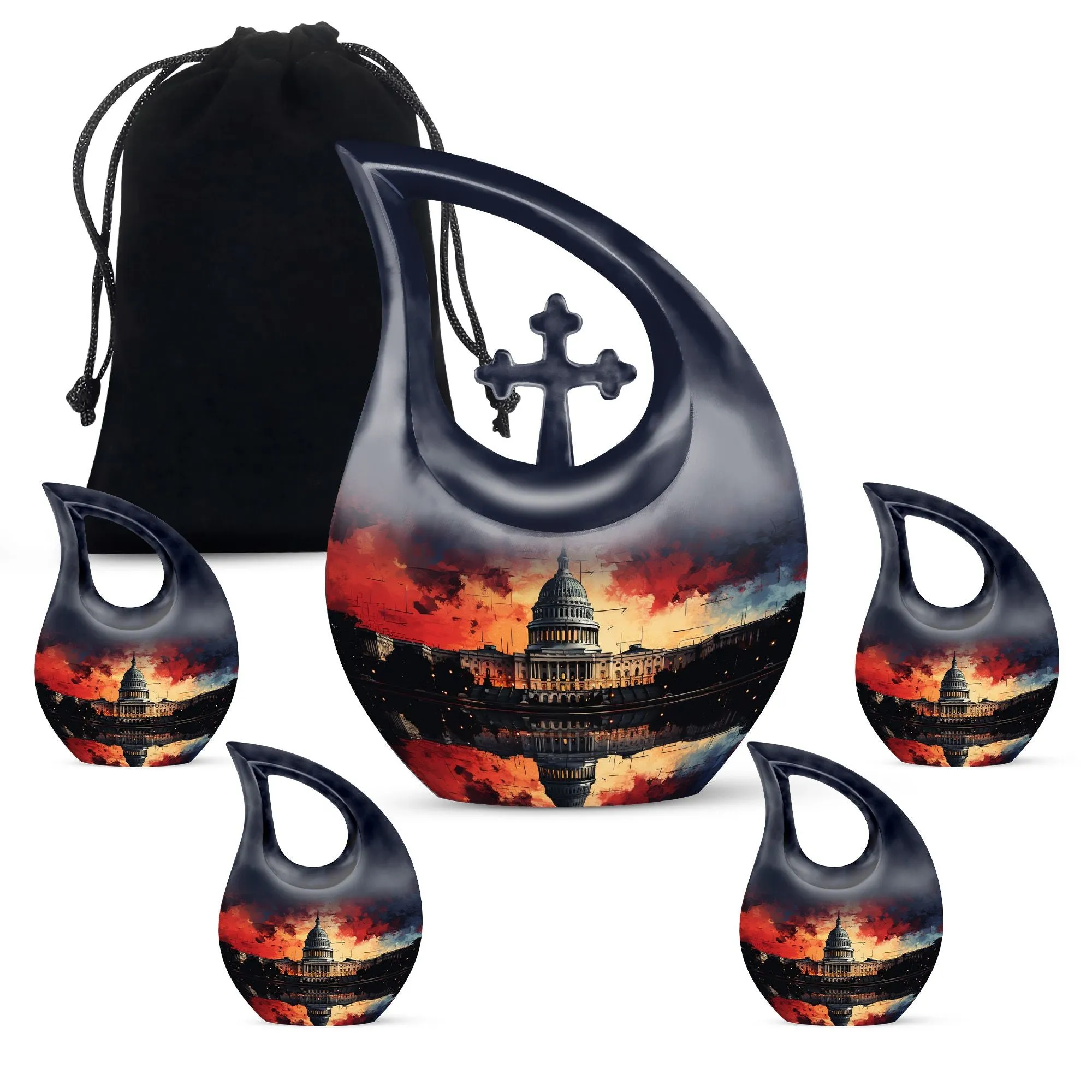 Capitol Urn: Large Cross Drop Aluminium Cremation Urn For Ashes