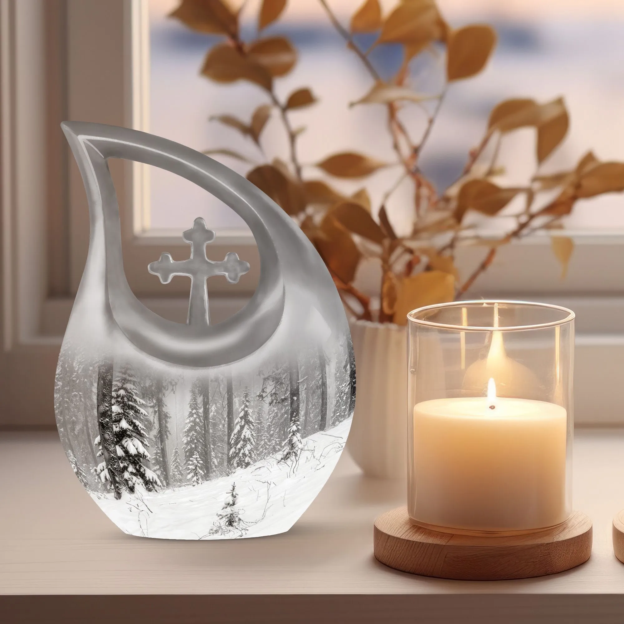 Capitol Urn: Large Cross Drop Aluminium Cremation Urn For Ashes