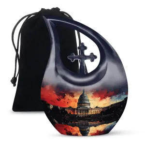 Capitol Urn: Large Cross Drop Aluminium Cremation Urn For Ashes