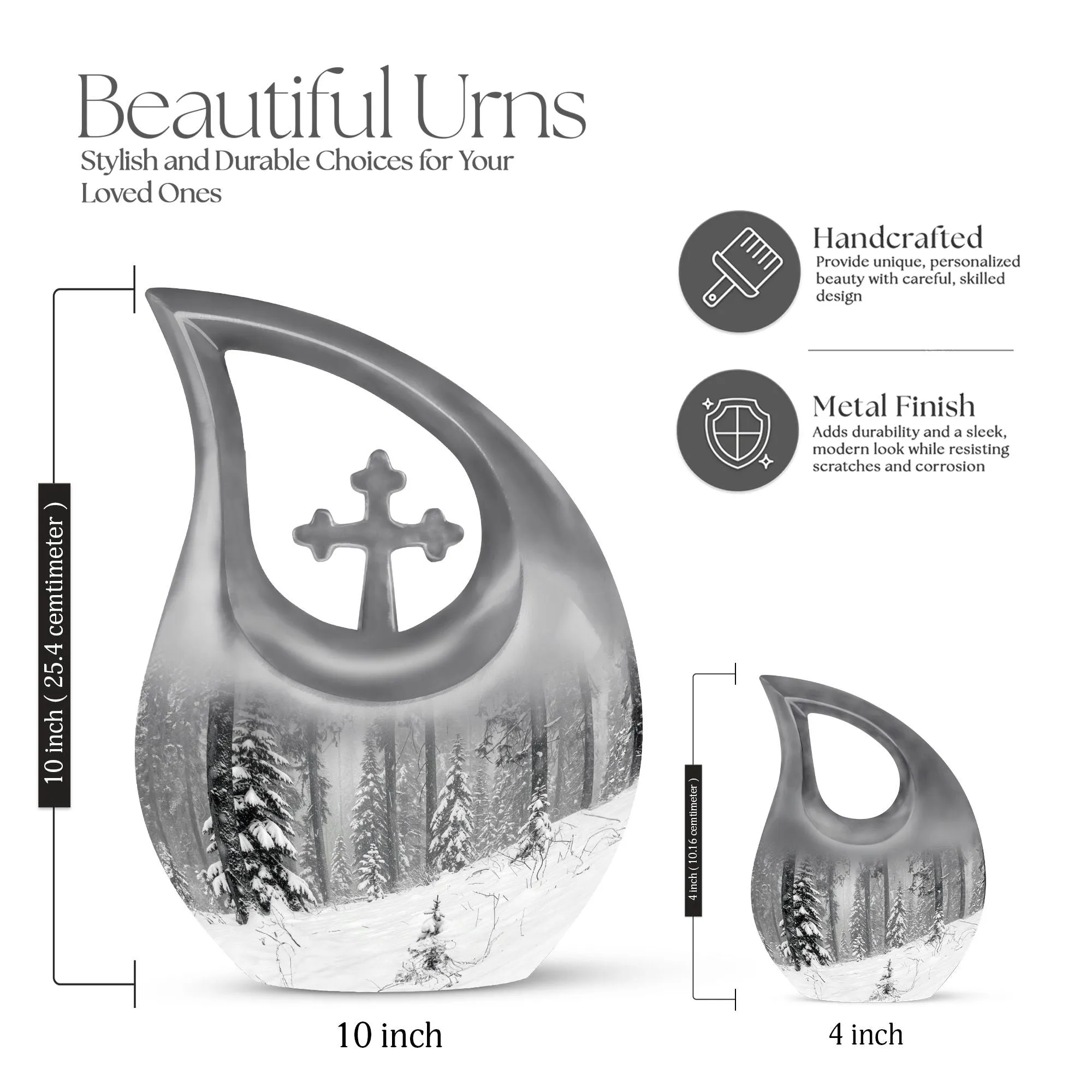 Capitol Urn: Large Cross Drop Aluminium Cremation Urn For Ashes