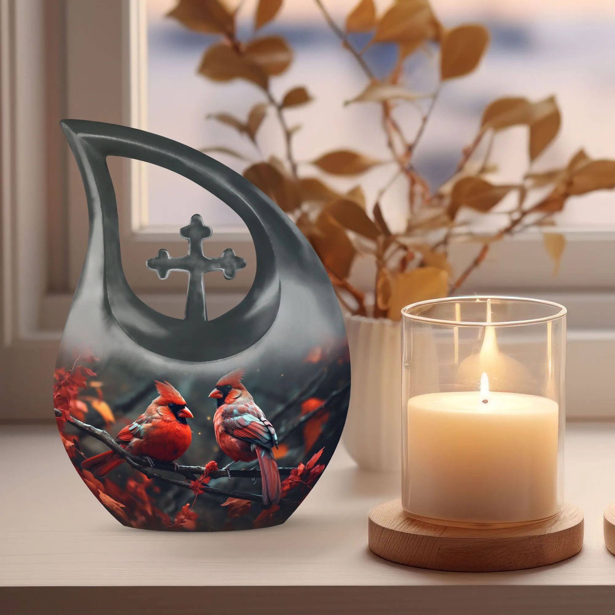 Cardinal Bird Cremation Urn Honoring Precious Moments Shared